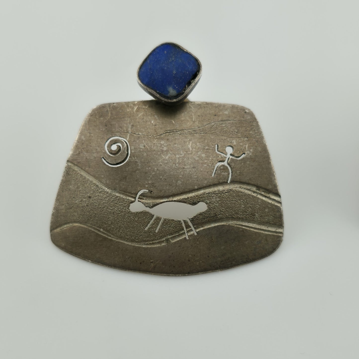 Sterling silver lapis lazuli Earrings petroglyph Native Southwestern Vintage