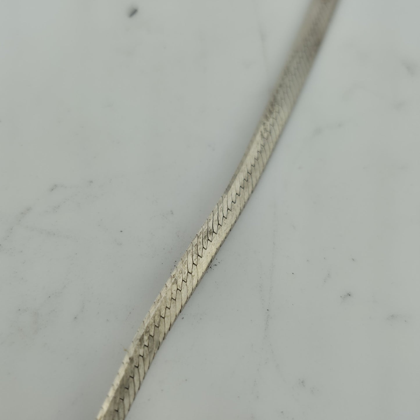 Sterling Silver Herringbone Necklace Solid 925 Italian Chain 18 Inches