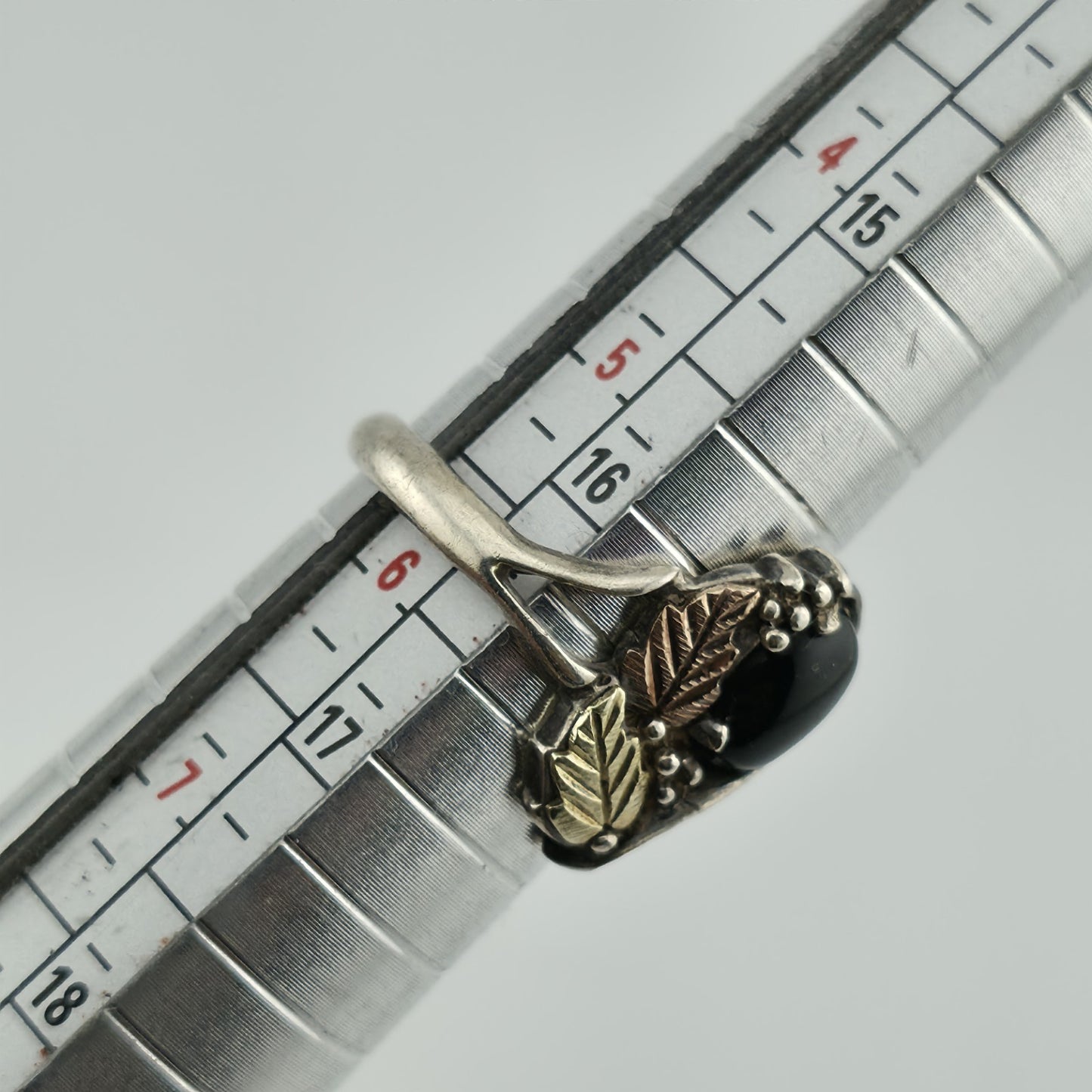 COLEMAN CO Sterling Silver And 12K Yellow, Rose Gold Natural Black Onyx 5.50 VTG