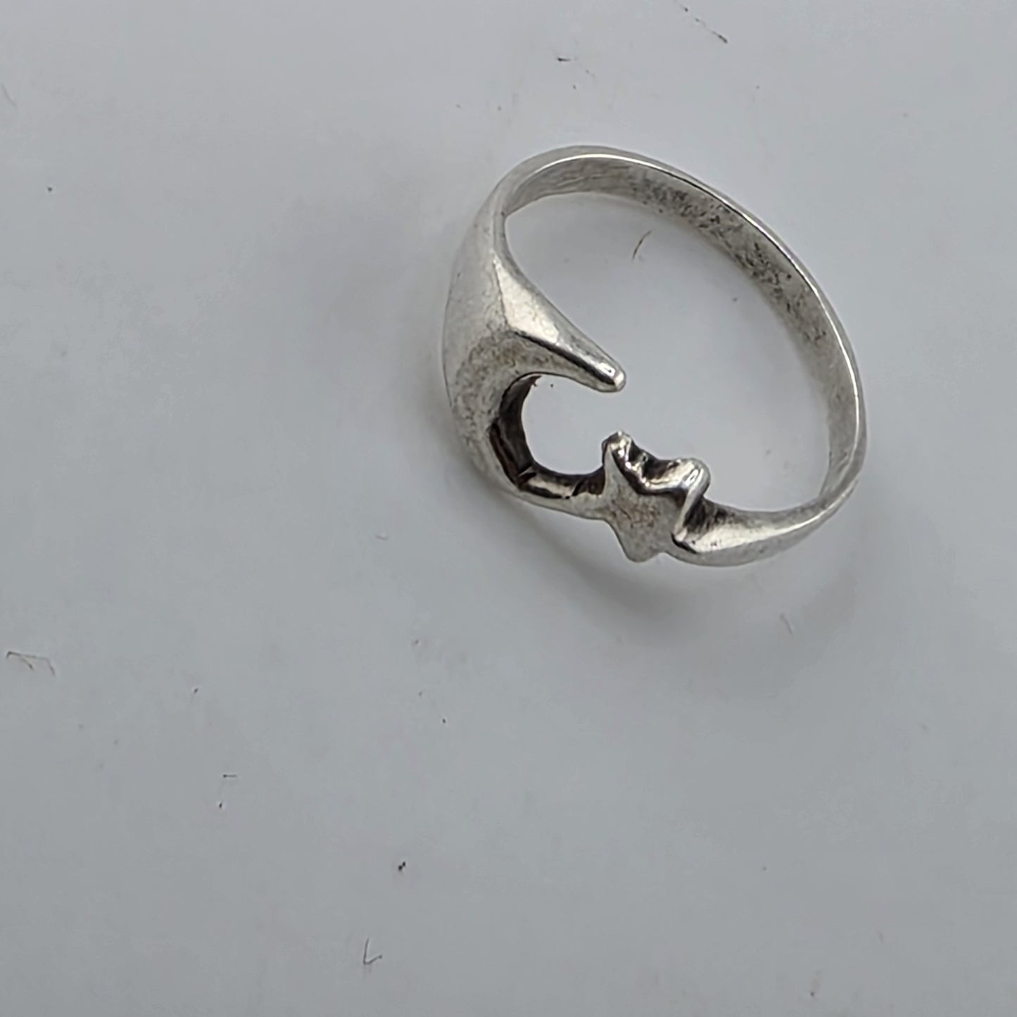Sterling Silver 925 Crescent Moon Star Islam Symbol Ring Size 6.75