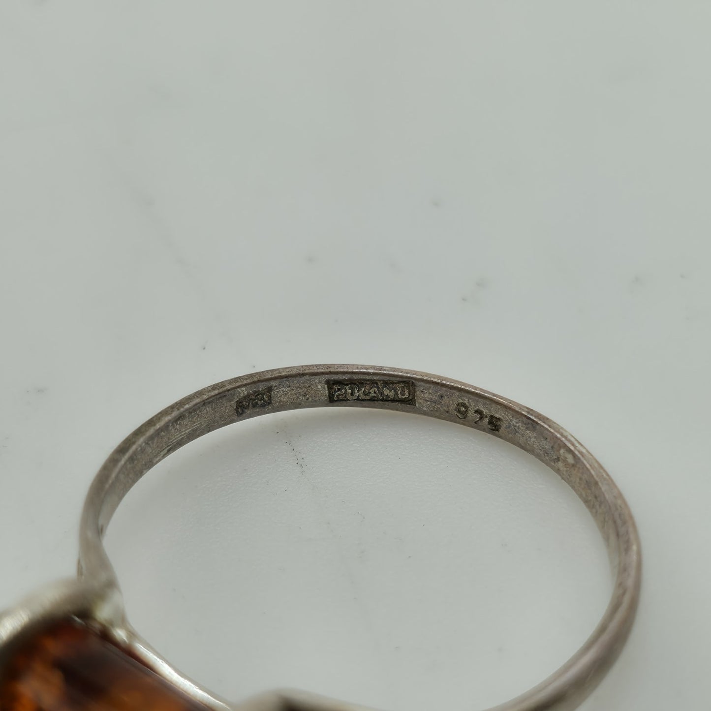 Baltic Amber Sterling Silver Ring Cylindric Stone Geometrical Modernist 6.5