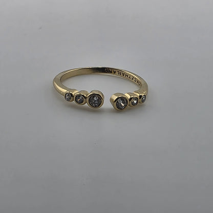 Gold Plated 925 Sterling Silver CZ Adjustable Ring Dainty Stackable Open Band