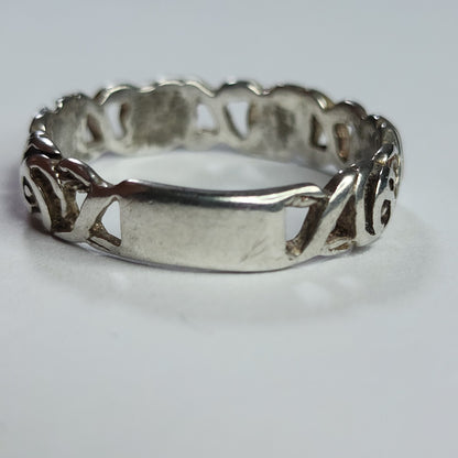 925 Sterling Silver Ring Filigree Rose Floral Band Size 9.75 Boho Romant