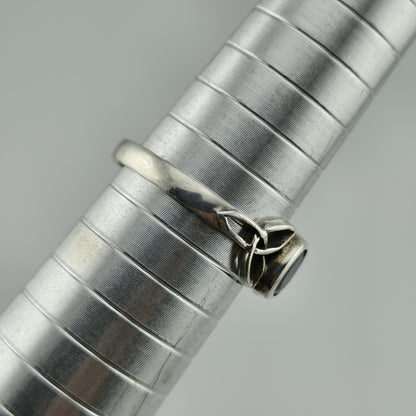 925 Sterling Silver Ring Celtic Trinity Knot Agate Blue Stone Size 8.75