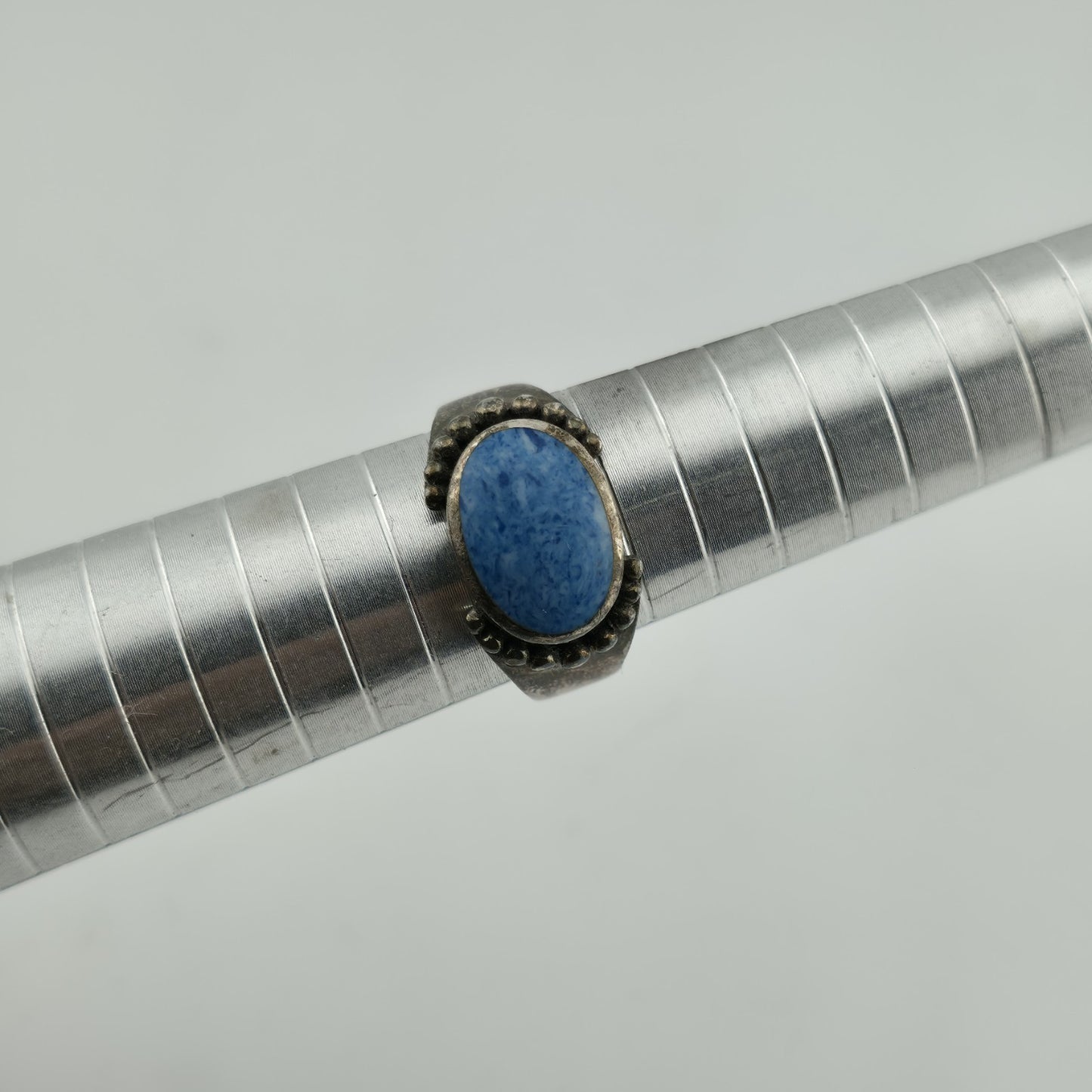 Sterling Silver Ring Oval Turquoise Size 8.76 Vintage