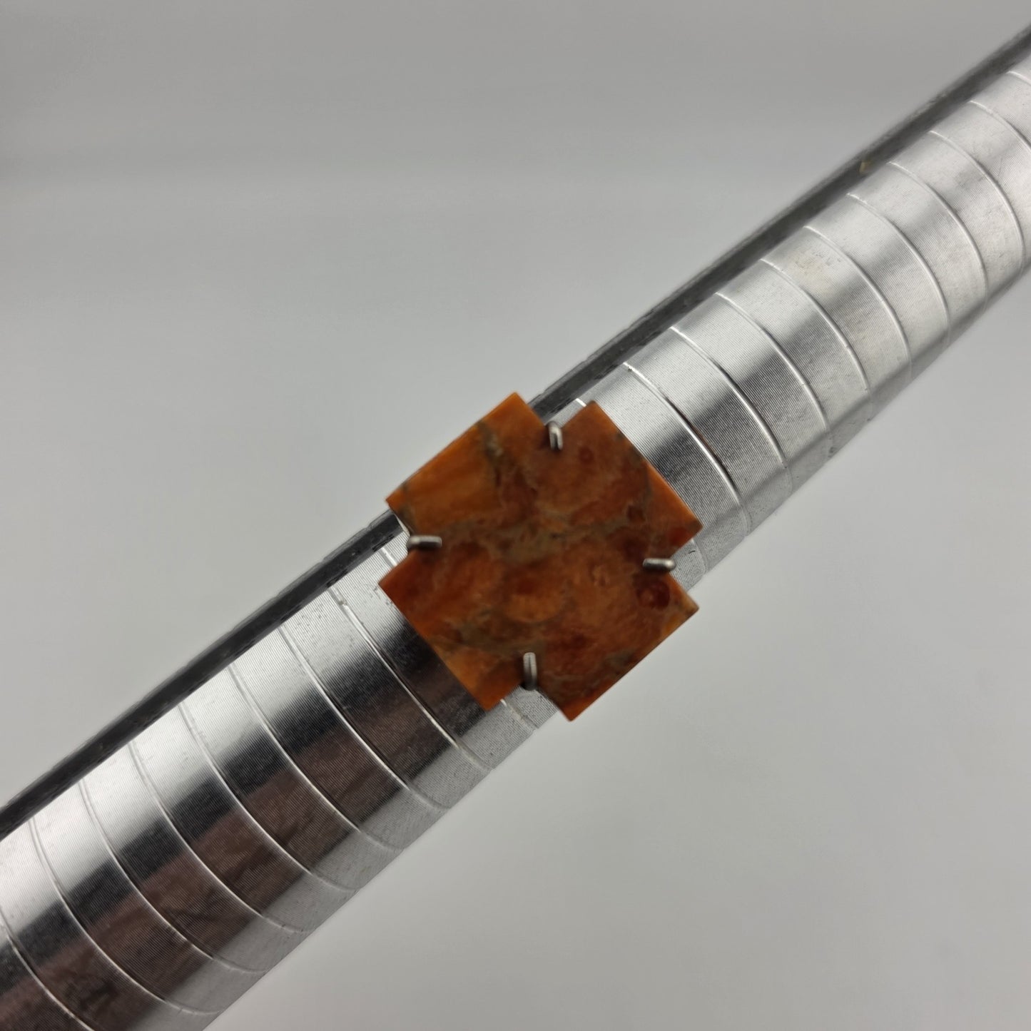 Jay King DTR Desert Rose Trading Coral and Silver Cross Ring Coral Size 11.5