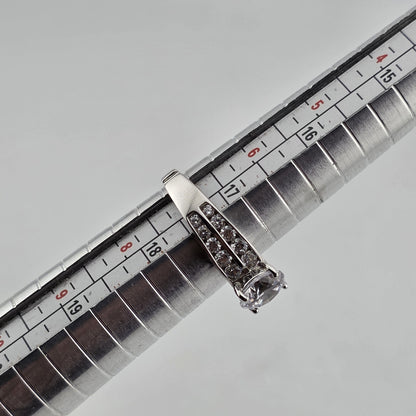 Sterling Silver Cubic Zirconia Engagement Wedding Ring 7 Solitaire Style 925