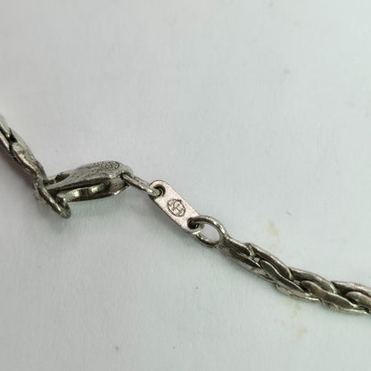 925 Sterling Silver Heng Ngai Necklace Genuine Diamond 1/2 Ct V Shape Vintage
