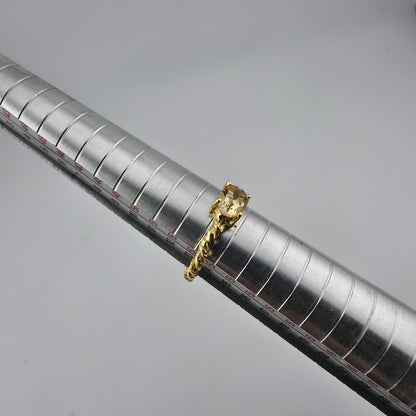 Natural Citrine Ring 925 Sterling Silver Size 6.5 Rope Twist Band Oval Gemstone