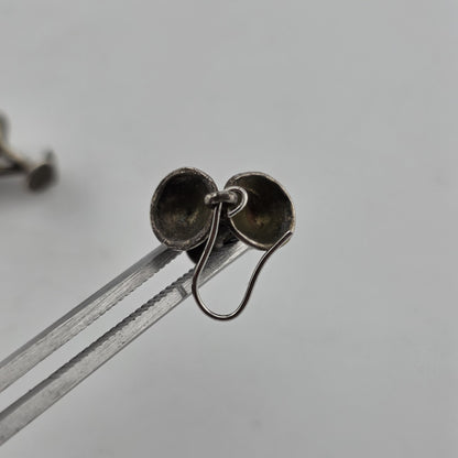 Sterling Silver Earrings 925 Vintage Martini Glass Drop Vintage Patina Signed