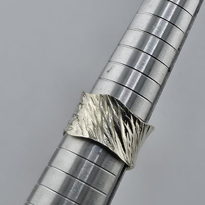 Sterling Silver 925 Textured Wave Organic Abstract Band Ring Size 6 DbM