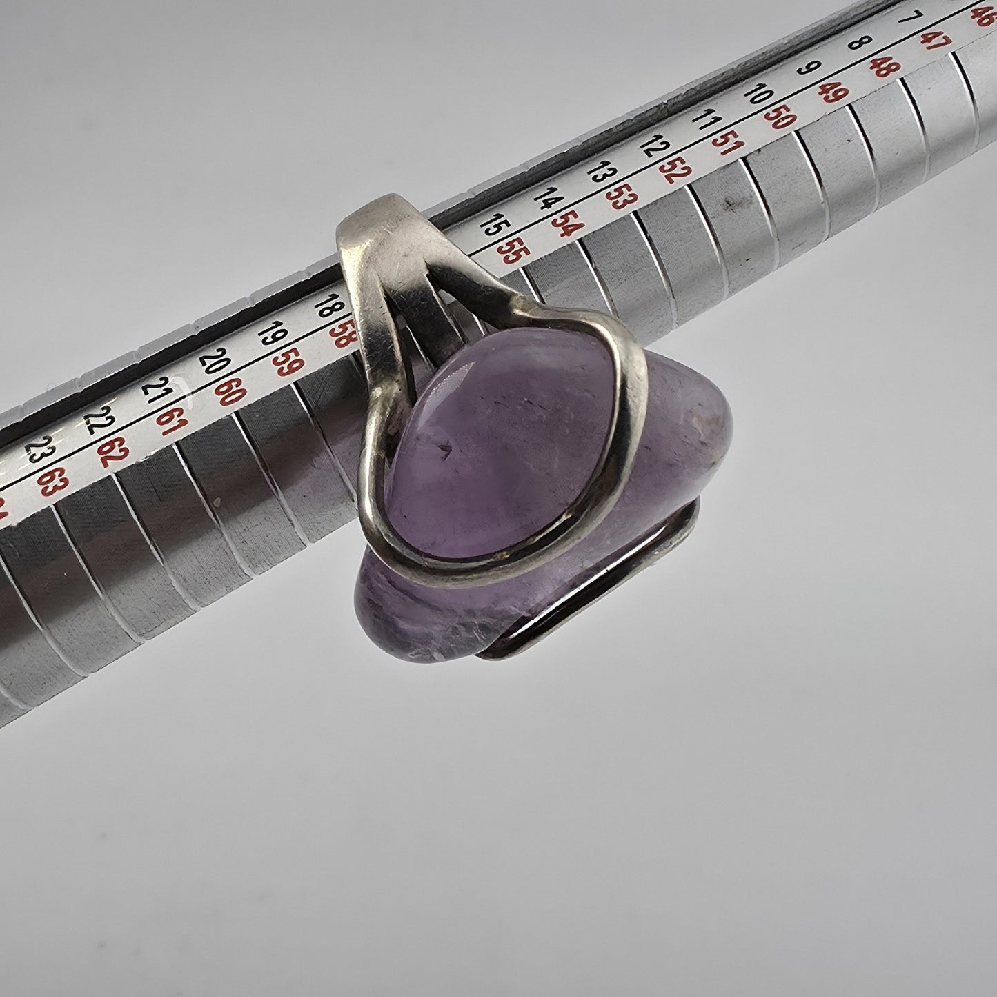 Vintage Bali Amethyst Chunky Ring 950 Silver Modernist Statement Size 9