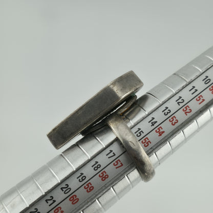 Amber 925 Sterling Silver Ring 7.5 MCM Chunky Teardrop Coffin Vintage Rare