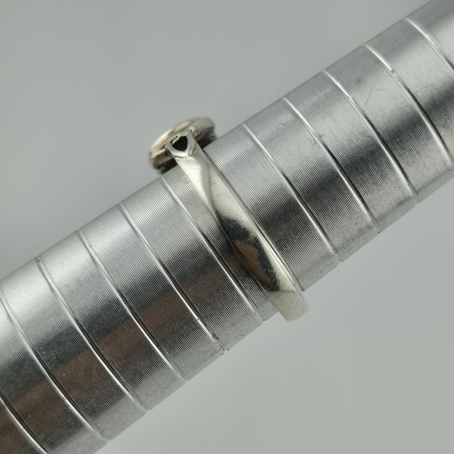 925 Sterling Silver Ring Celtic Trinity Knot Agate Blue Stone Size 8.75