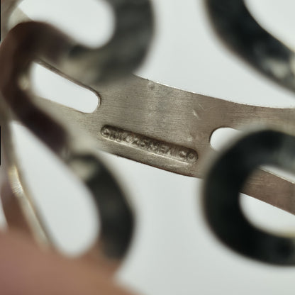 Sterling Silver Open Wrap Ring Abstract Wave Modernist Adjustable 925 Vintage