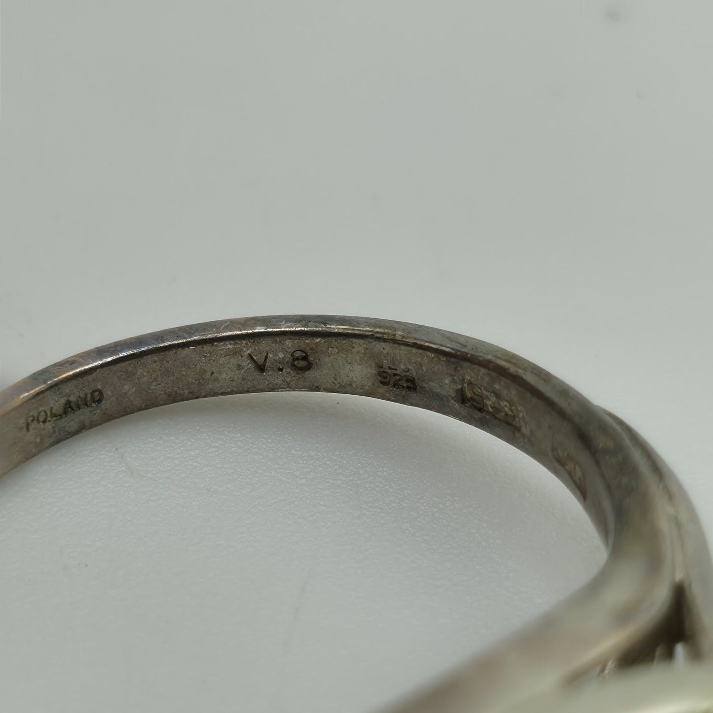 Baltic Amber Sterling Silver Ring Oval Stone Geometrical Modernist 6.5 Polish