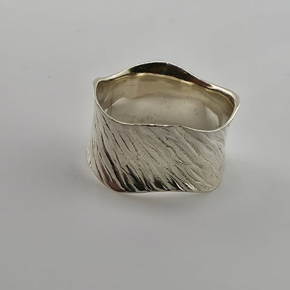 Sterling Silver 925 Textured Wave Organic Abstract Band Ring Size 6 DbM