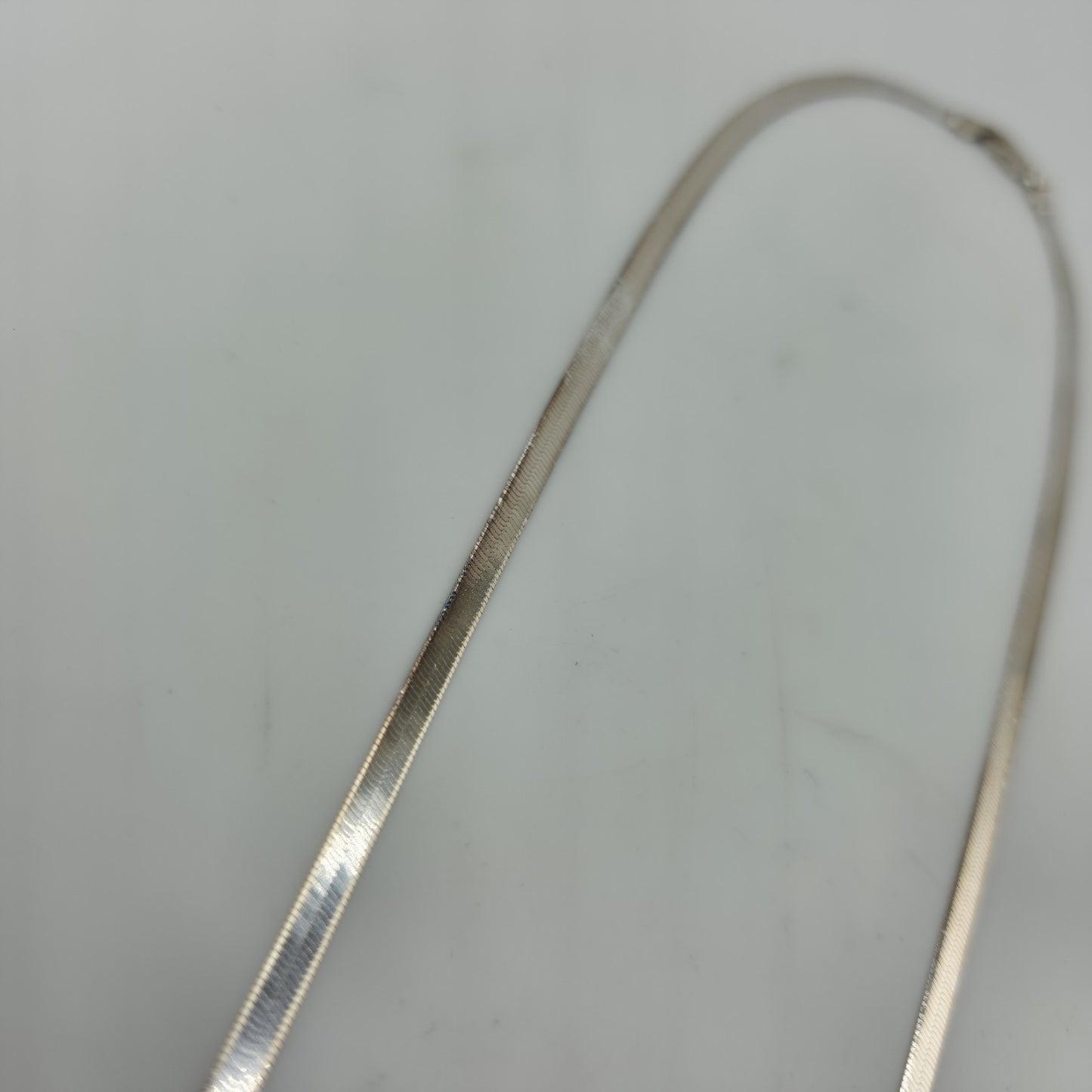 Italy 925 Sterling Silver Herringbone Chain 17” 3mm Lobster Clasp Necklace