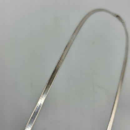 Italy 925 Sterling Silver Herringbone Chain 17” 3mm Lobster Clasp Necklace