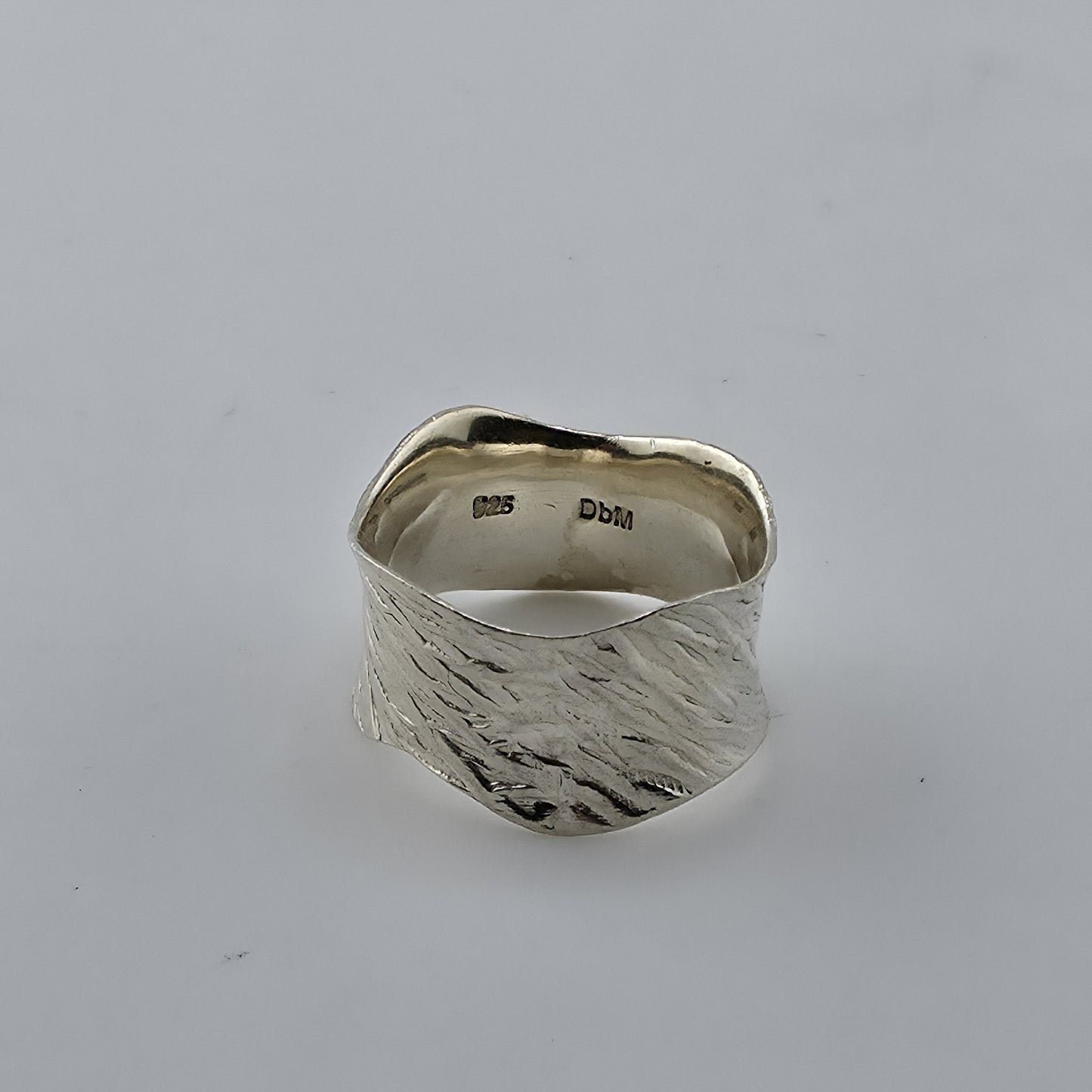 Sterling Silver 925 Textured Wave Organic Abstract Band Ring Size 6 DbM