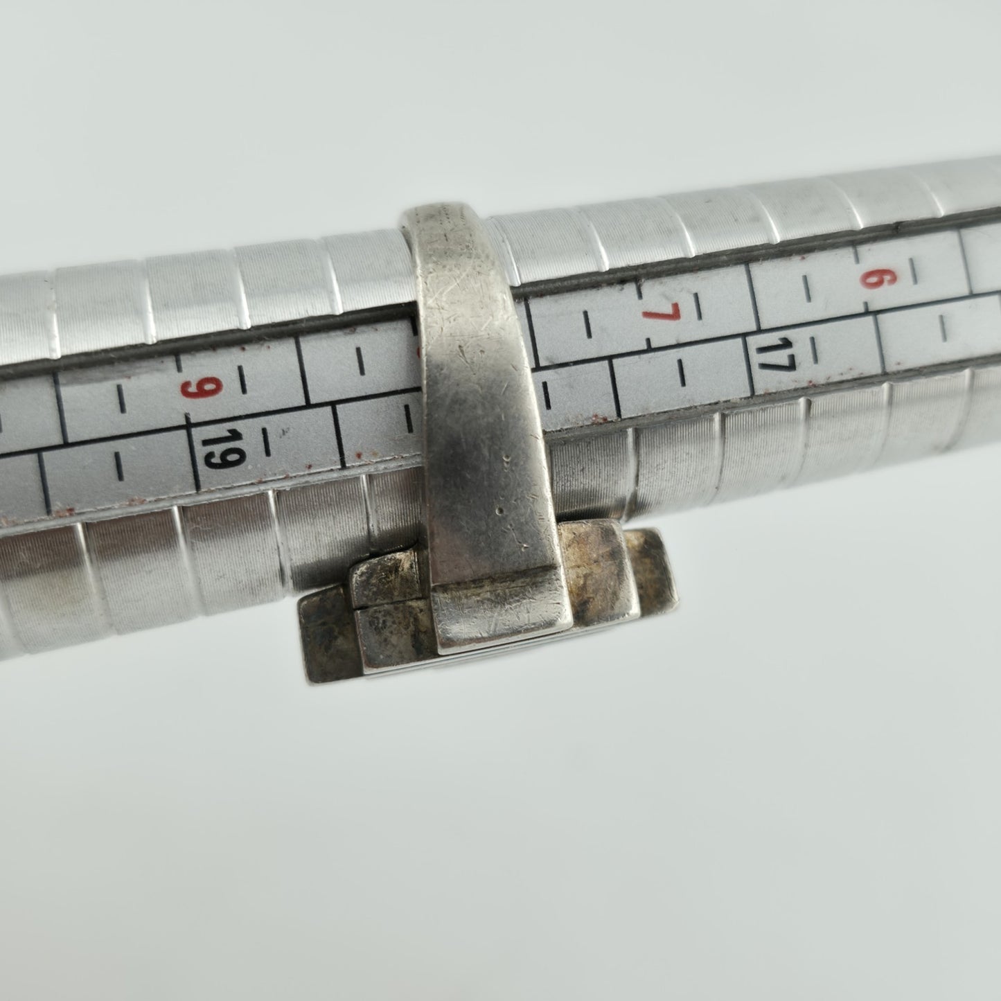 Sterling Silver Ring Mid Century Brutalist Abstract Native M.R Mexico Size 8