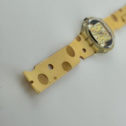 Swatch Watch Special Edition Cheesy Toast GK304 Swiss Cheese New Battery Vintage