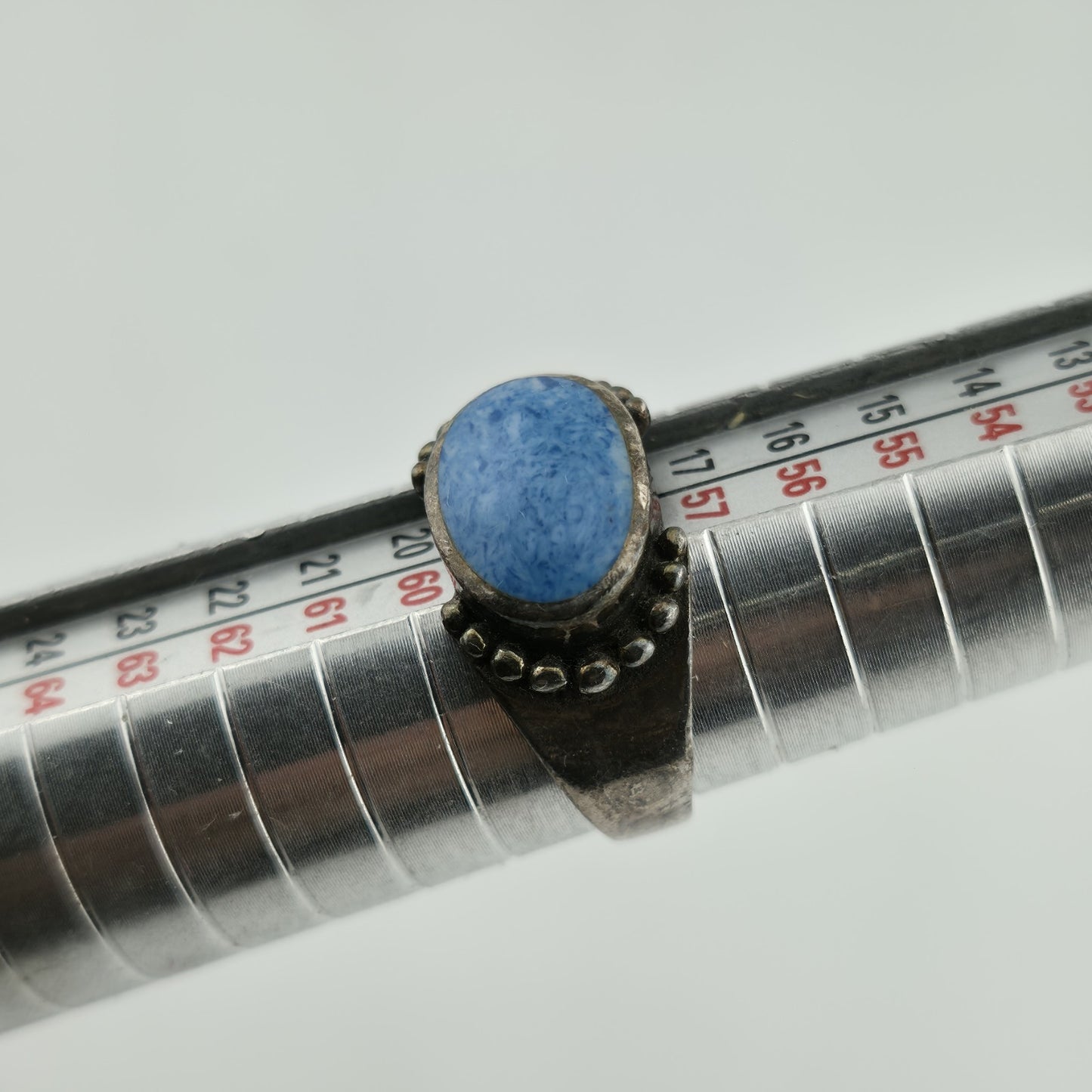 Sterling Silver Ring Oval Turquoise Size 8.76 Vintage