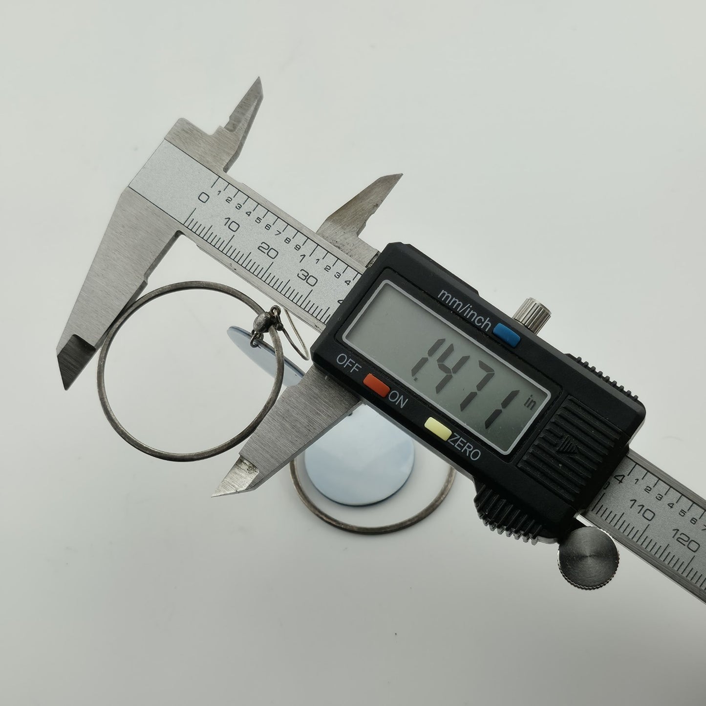 Sterling Silver Open Circle Drop Earrings Blue Disc Dangle 1.4 Artisan Minimal