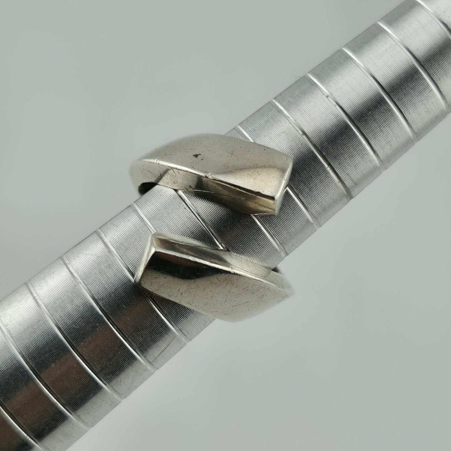 Vintage Ring Sterling Silver Modernist Bypass Size 7 Bold Abstract MCM 925