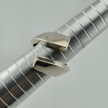 Vintage Ring Sterling Silver Modernist Bypass Size 7 Bold Abstract MCM 925