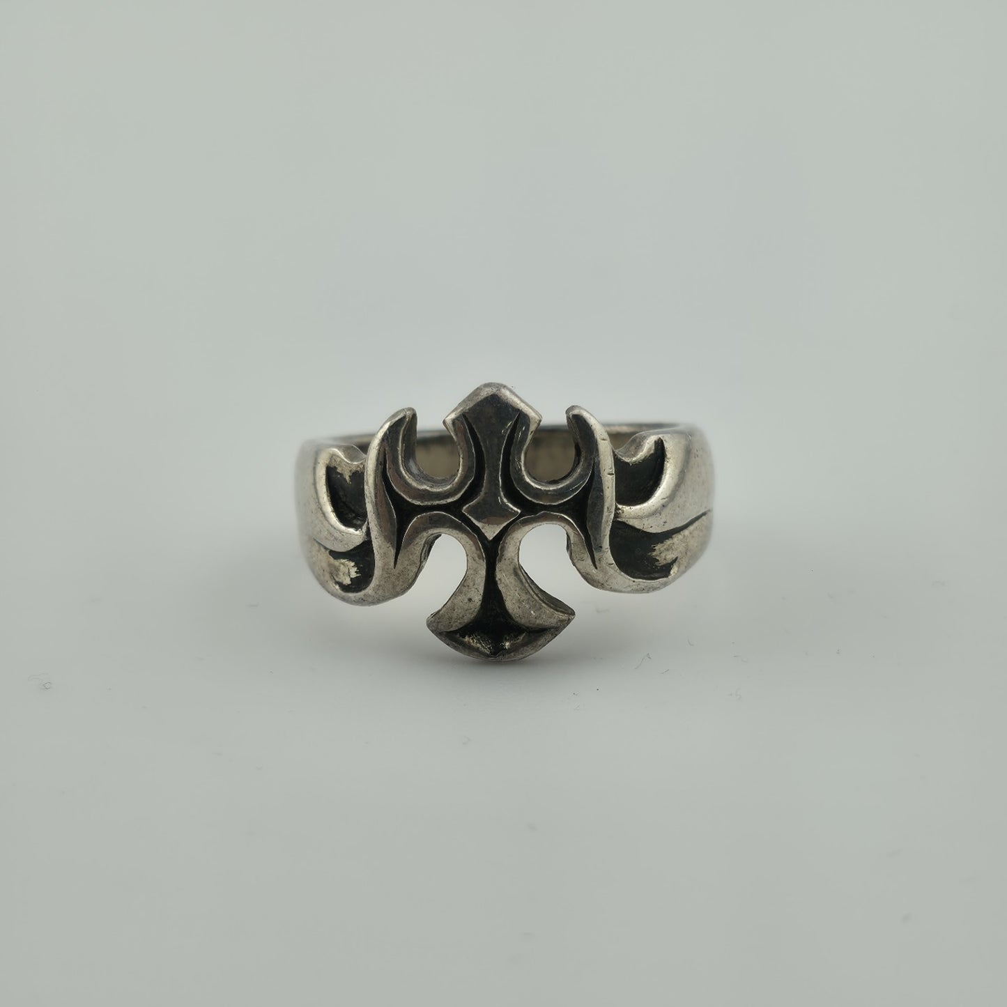 Sterling Silver Ring Gothic Cross Religious  Heavy 10g Size 9.75 Vintage Punk