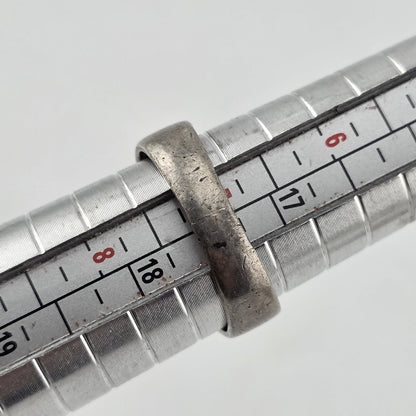 Ring Modernist Sterling Silver green Malachite Band  7 Chipped Stone Vintage