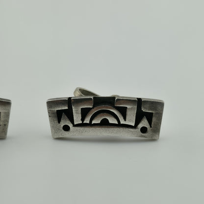 STERLING SILVER Earring ARTISAN MODERNIST Tribal Abstract Vintage Geometric