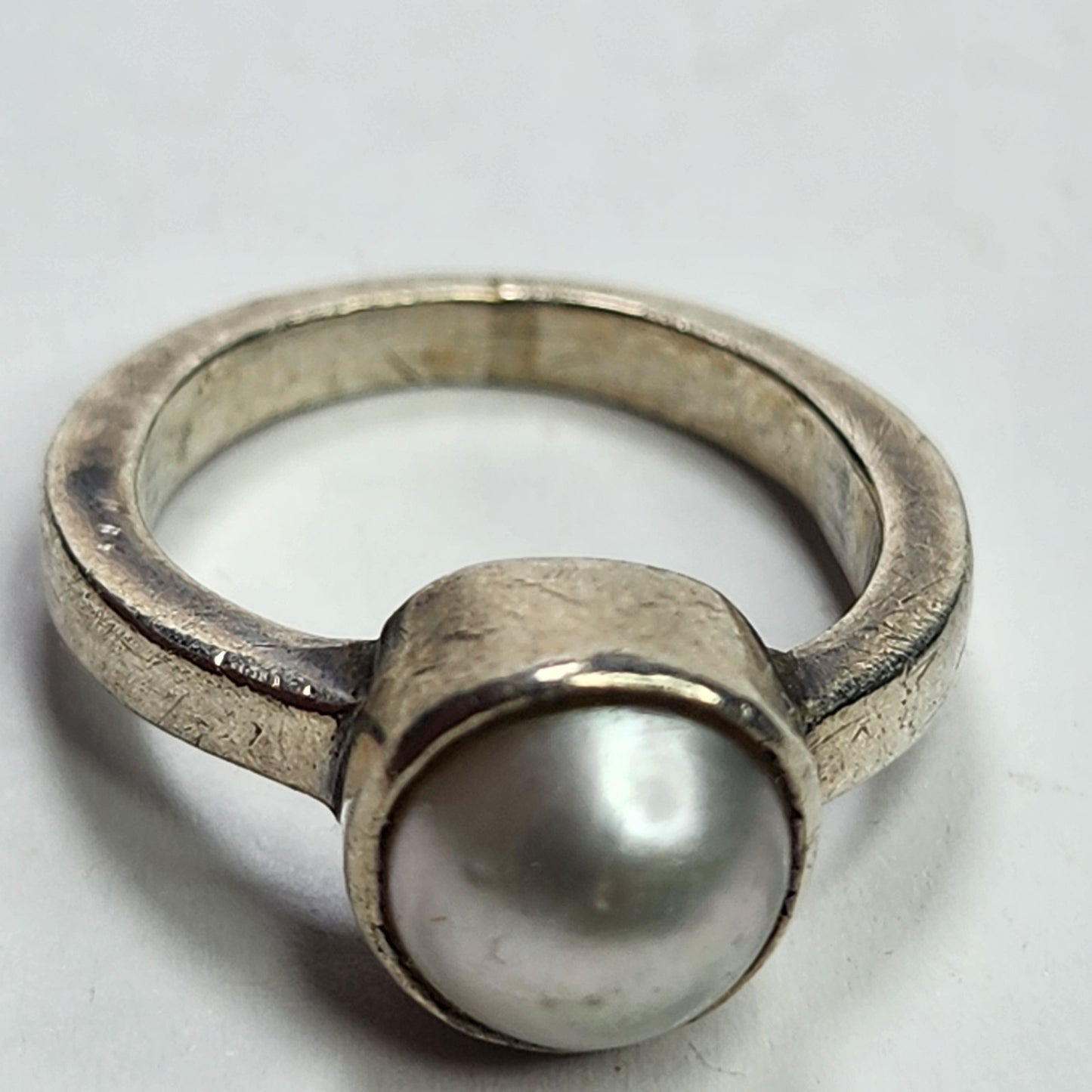 Solitaire Ring Natural Freshwater Pearl Size 5.25 925 Sterling Silver Vintage