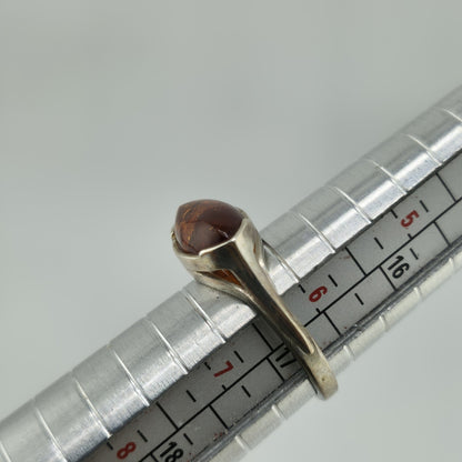 Baltic Amber Sterling Silver Ring Oval Stone Geometrical Modernist 6.5 Polish