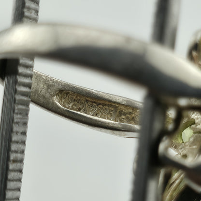 Ring PERIDOT Aquamarine STERLING SILVER 925 ARTISAN JEWELRY Size 6.5