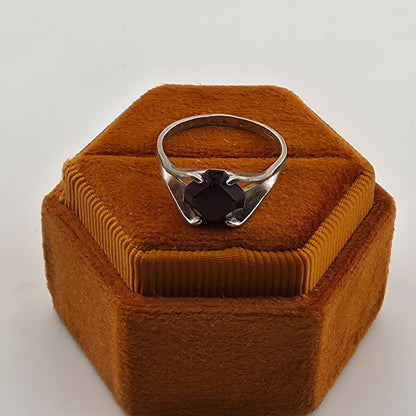 ESPO Red Art Glass Sterling Silver Ring 5.25 Antique Designer
