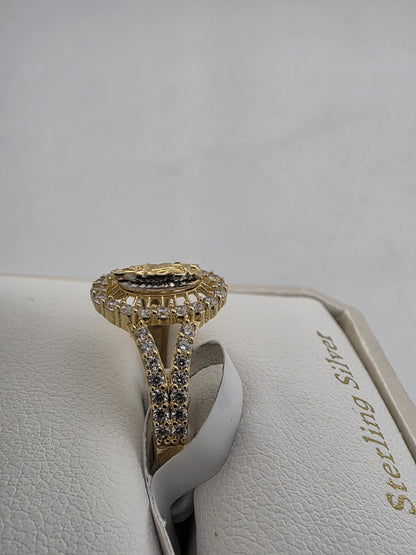 Cynthia Rowley Sterling Silver 925 Madonna Ring 8 Catholic Christian Oval Sm New