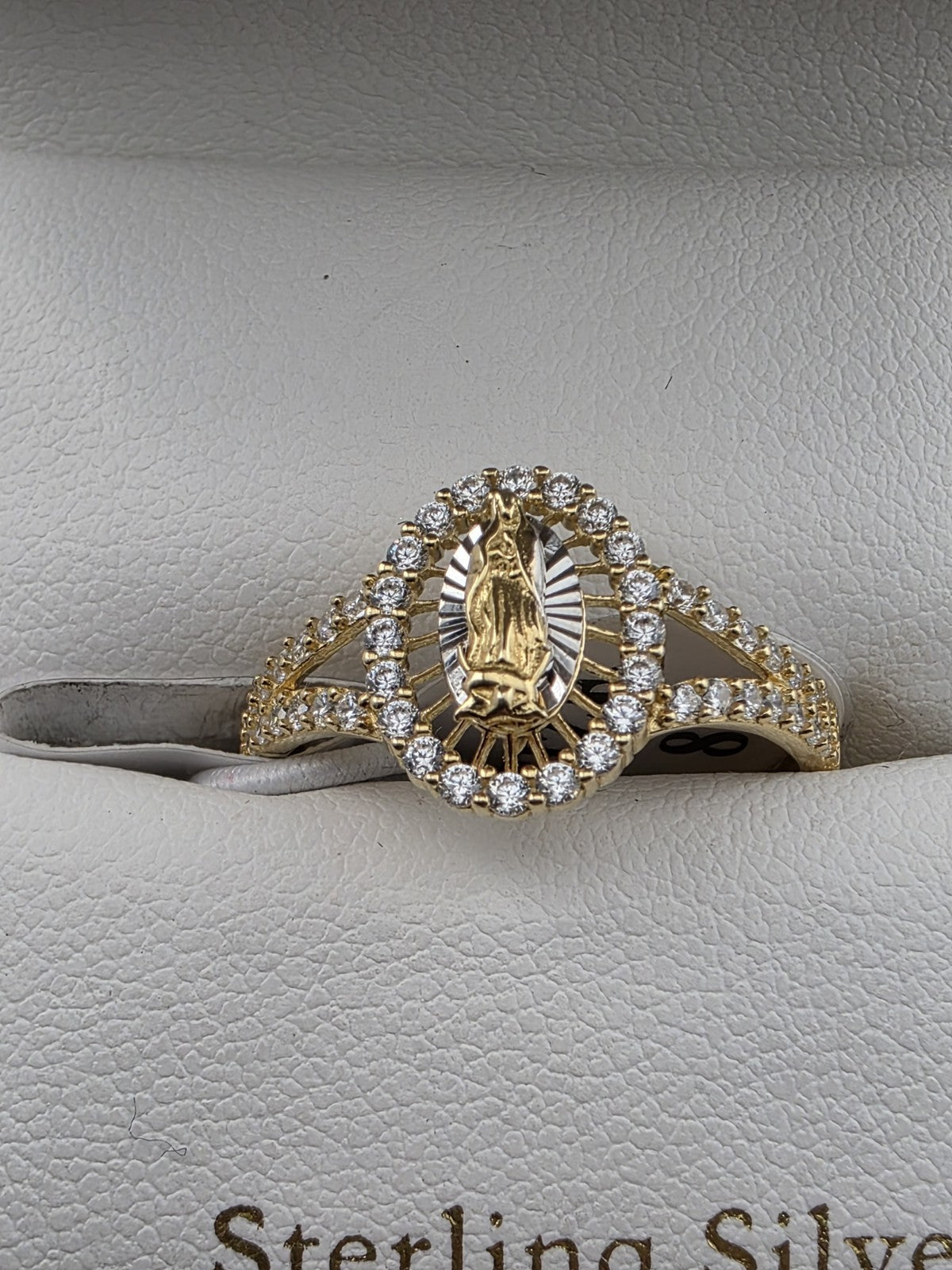Cynthia Rowley Sterling Silver 925 Madonna Ring 8 Catholic Christian Oval Sm New