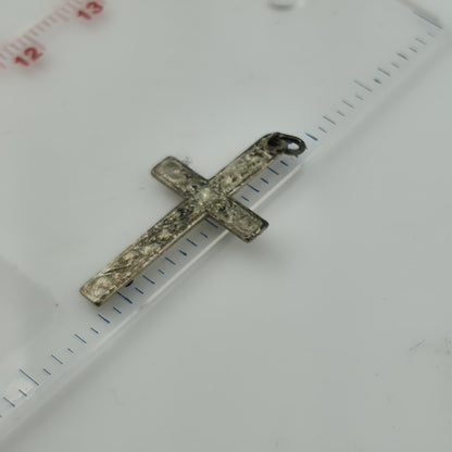 STERLING SILVER CROSS PENDANT ENGRAVED Abstract 925 Christianity Catholic Patina