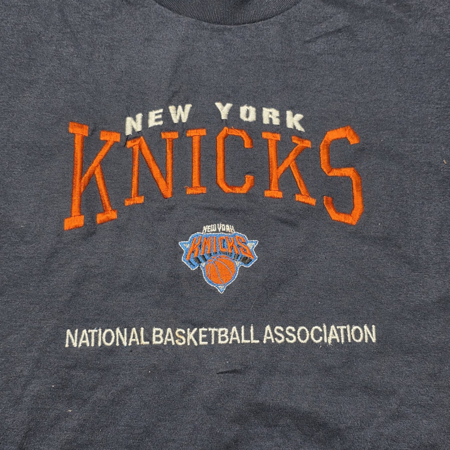 Vintage Lee Sport New York Knicks Shirt Mens Medium Black Blue Embroidered NBA
