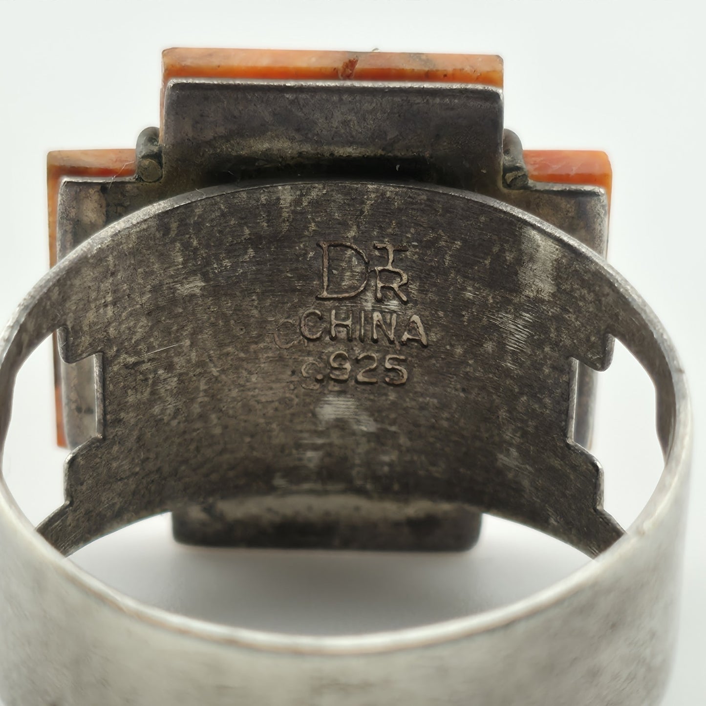 Jay King DTR Desert Rose Trading Coral and Silver Cross Ring Coral Size 11.5