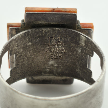 Jay King DTR Desert Rose Trading Coral and Silver Cross Ring Coral Size 11.5