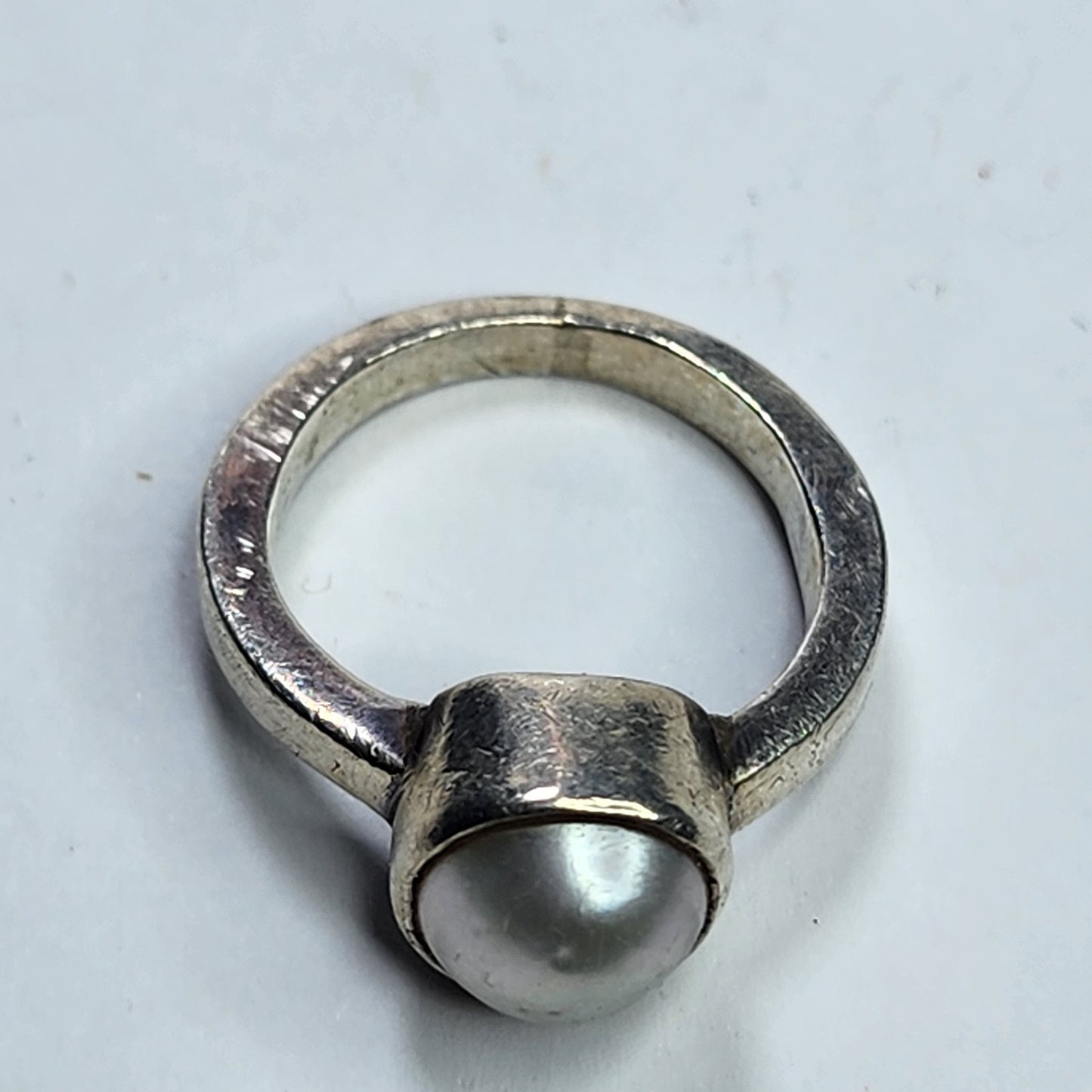 Solitaire Ring Natural Freshwater Pearl Size 5.25 925 Sterling Silver Vintage