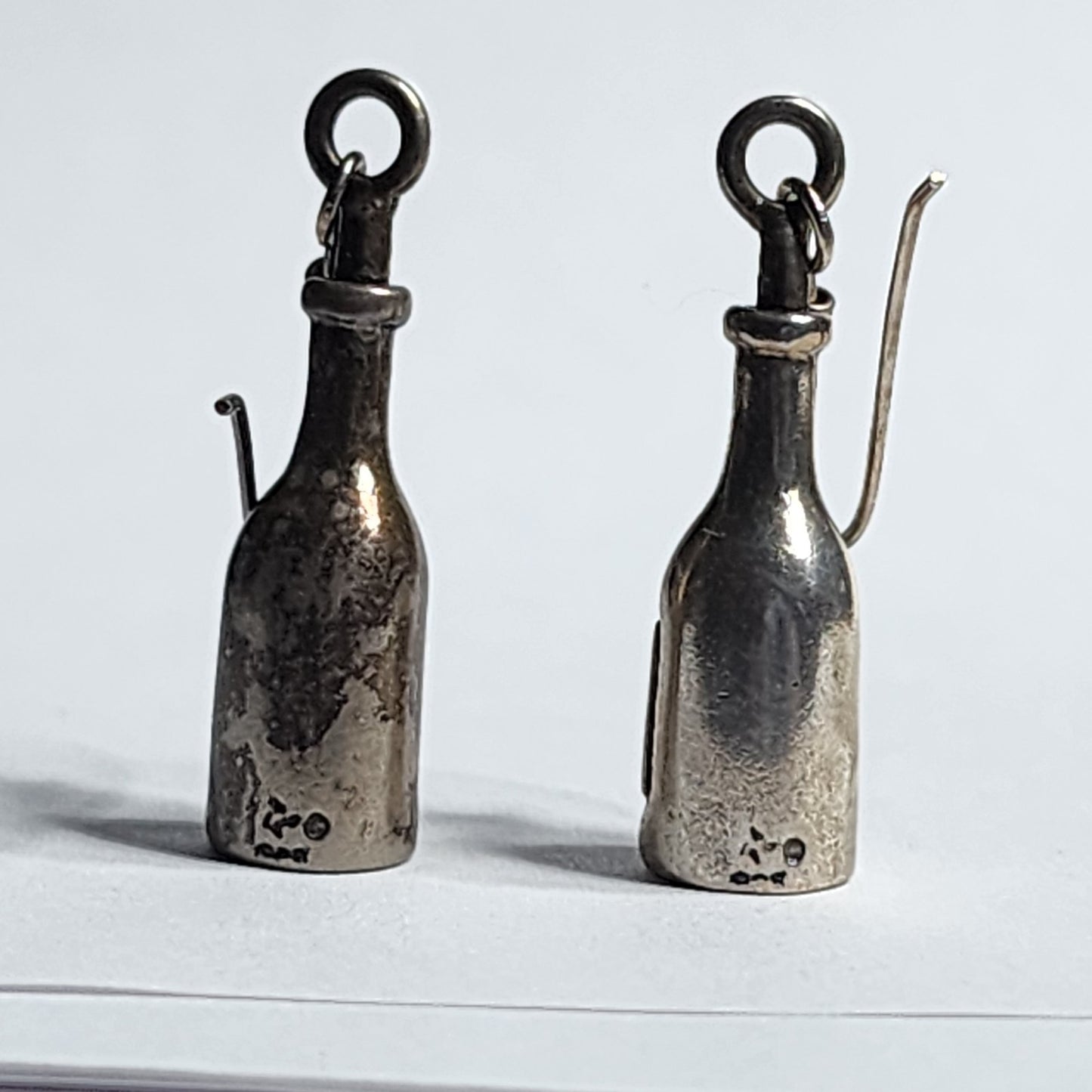925 Sterling Silver Earrings Wine Bottles Hooks  Tarnish patina Tested