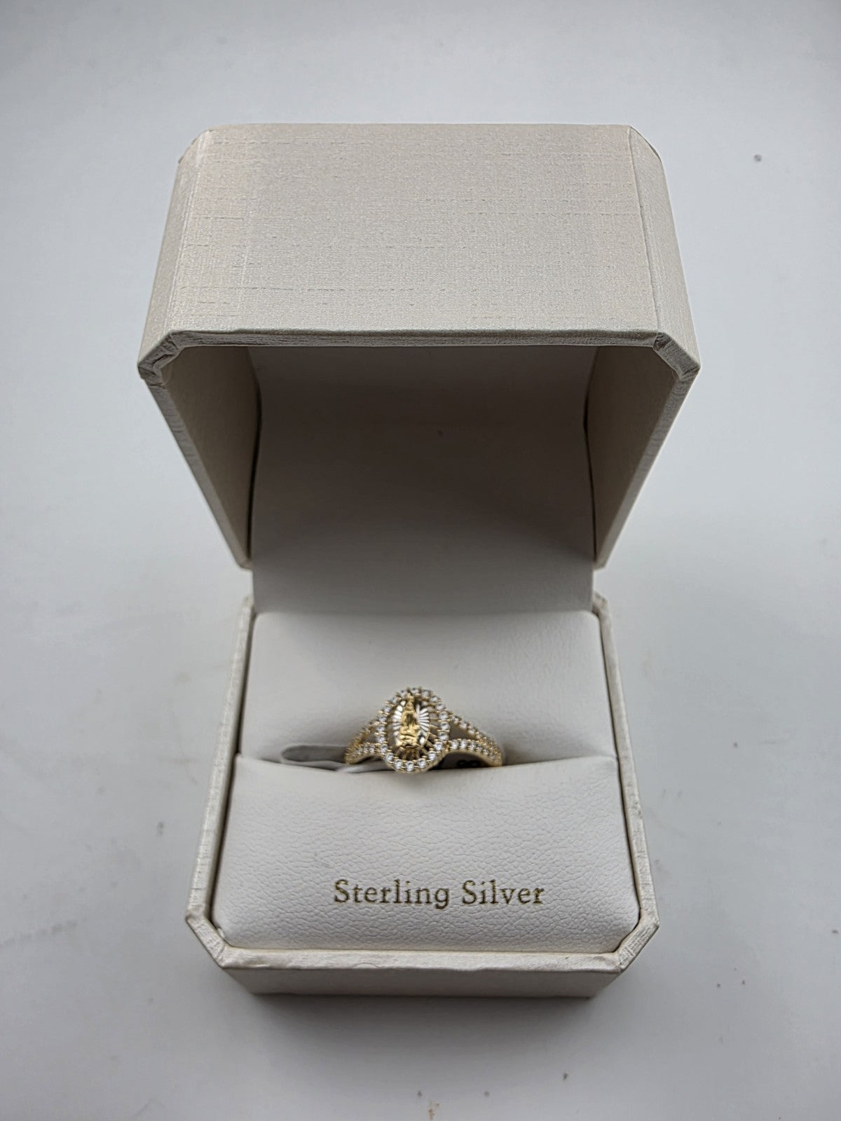 Cynthia Rowley Sterling Silver 925 Madonna Ring 8 Catholic Christian Oval Sm New
