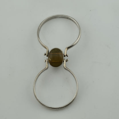 sterling Silver Ring two in one Golden Honey Amber Sky Blue Larimar size 7.5