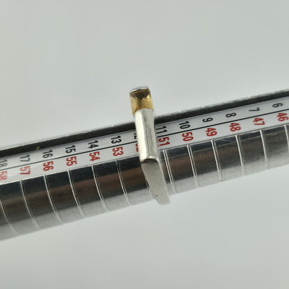 Sterling Silver Ring Yellow Stone Horizontal  Med Century Vintage 5.75 Unique