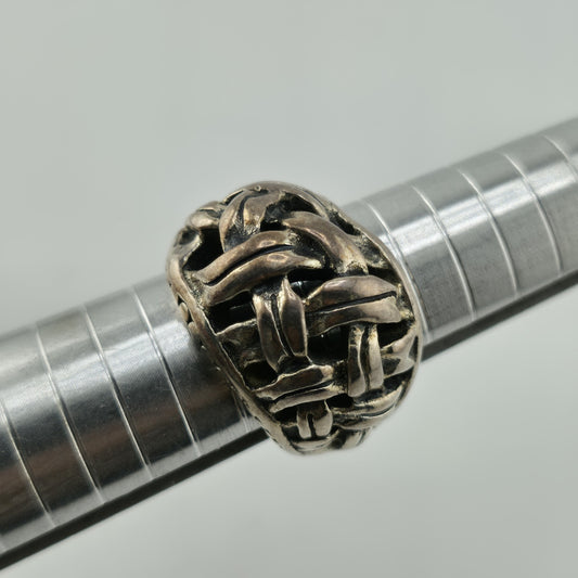 STERLING SILVER Ring 925 BYZANTINE DOME BRAIDED  Abstract Puff BAND Vintage 8