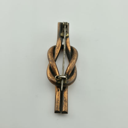 VINTAGE BROOCH PIN Knot  ARTISAN LARGE BRONZE ABSTRACT SCULPTURE MODERNIST  2"